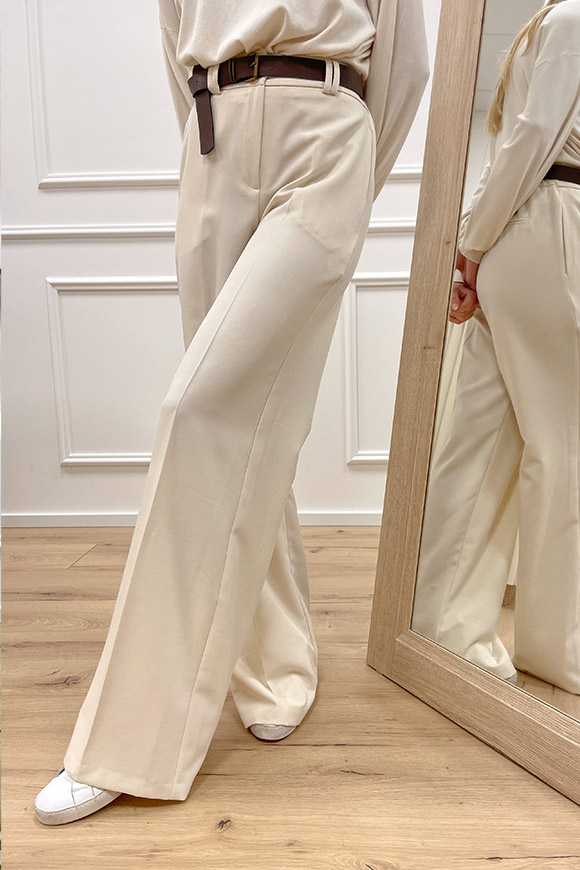 Haveone - Pantaloni panna dritto con elastico sul retro