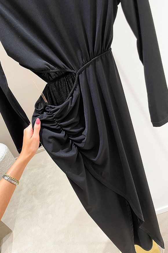 Haveone - Vestito nero con cut out e drappeggio