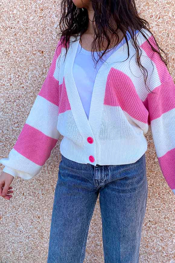Vicolo - Pink and white striped cardigan