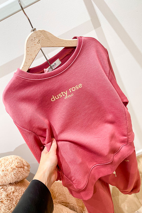 Vicolo Bambina - Dusty Rose crewneck sweatshirt with logo print