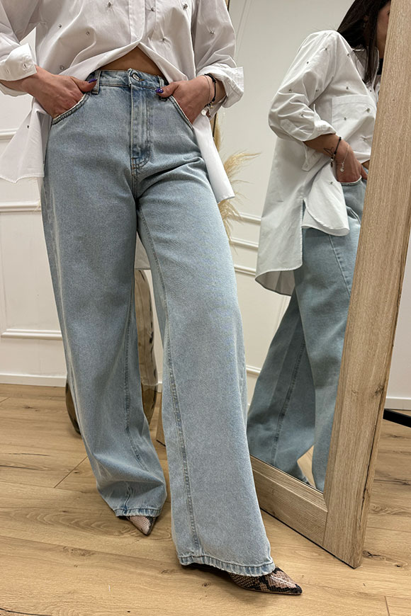 Haveone - Jeans lavaggio chiaro wide leg