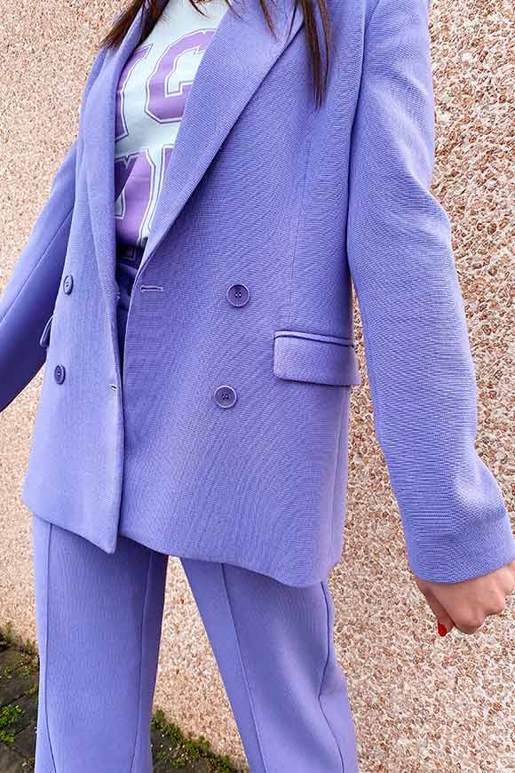 Vicolo - Double-breasted lilac waffle jacket