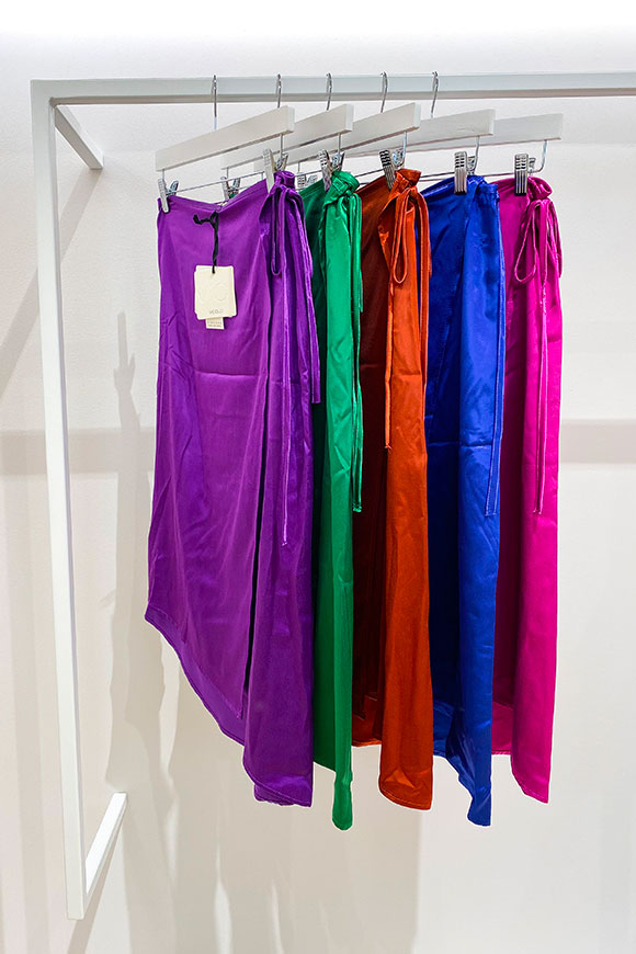 Vicolo - Purple satin wrap midi skirt