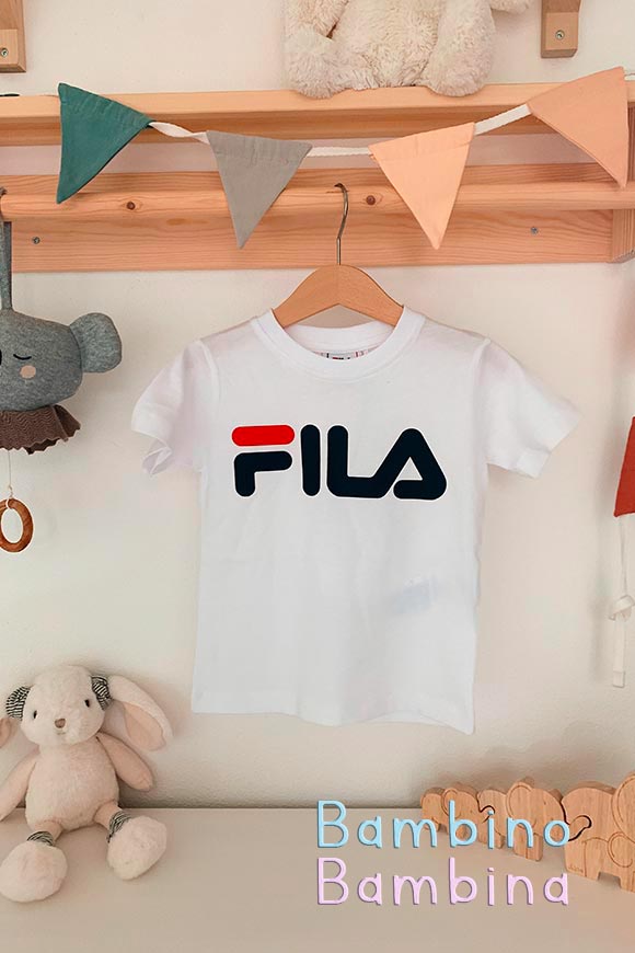Fila - White t shirt with front cotton logo Child