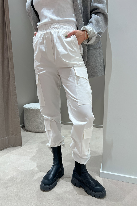 Tensione In - Pantaloni bianco in cotone con elastico