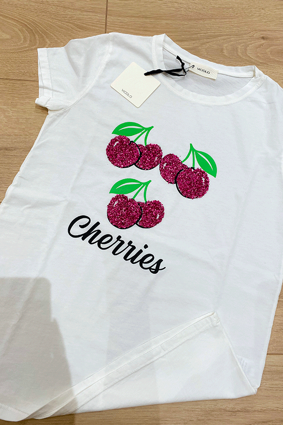 Vicolo - T shirt bianca cherries