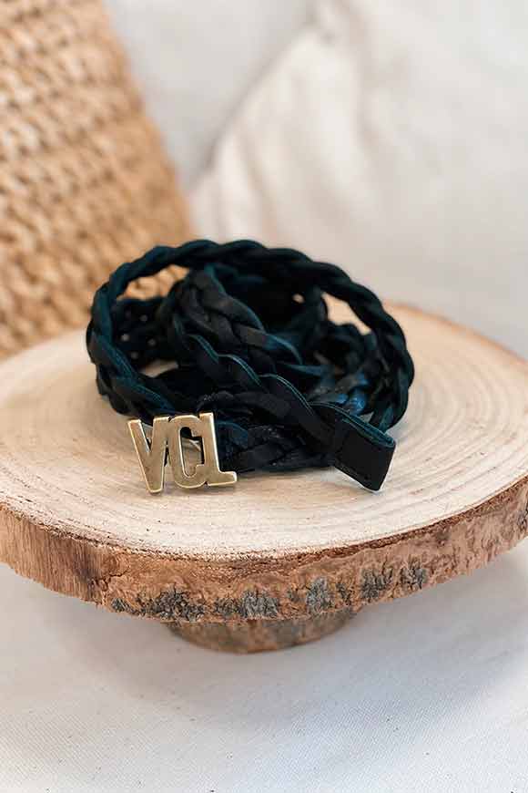 Vicolo - Black braided belt with "VCL" logo