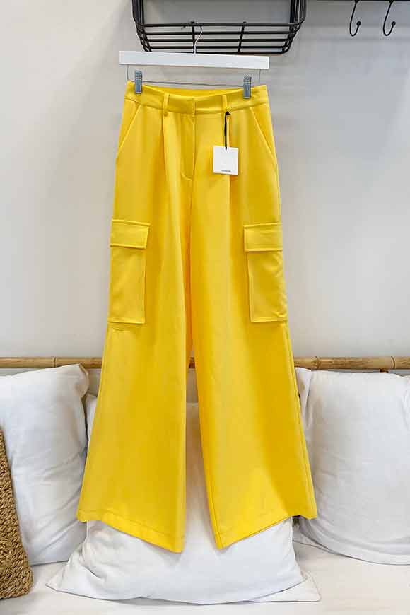 Lumina - Pantaloni gialli limone con tascone laterali