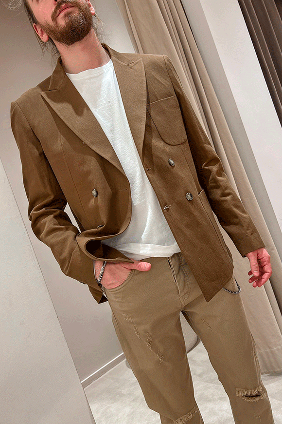 I'm Brian - Double-breasted dark brown jacket with pockets