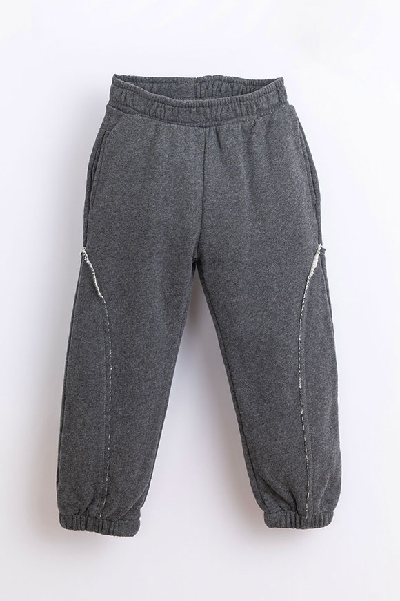Play Up - Gray mélange fleece trousers with Frame Mélange patches