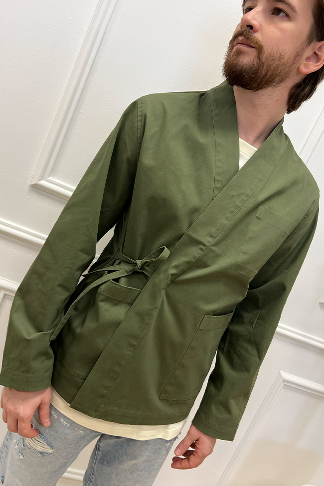 Anerkjendt - Giacca kimono verde militare in cotone