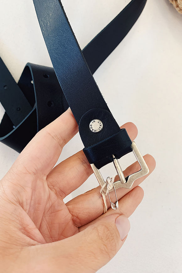 Kontatto - Cintura bassa nera semplice in cuoio