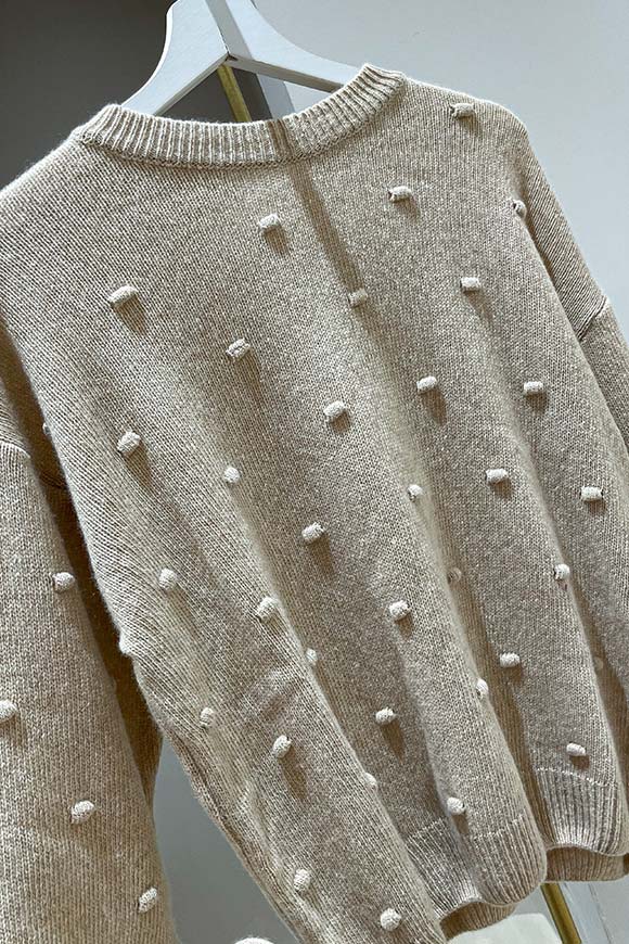 Haveone - Maglione beige con noccioline in lana e cashmere
