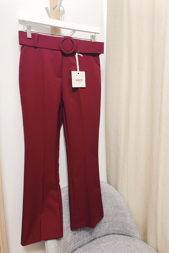 Kontatto - Pantaloni mini flare rosso con cintura alta