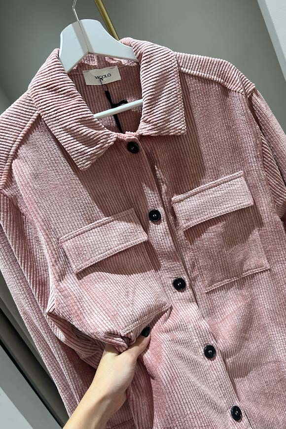 Vicolo - Giacca camicia rosa blush in velluto
