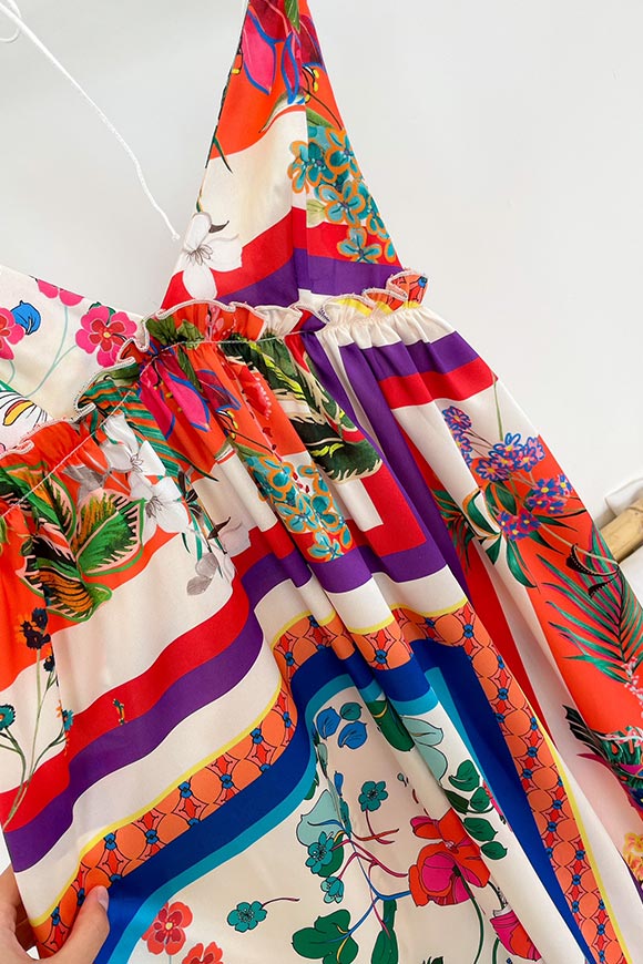 Vicolo - Vestito lungo raso in fantasia foulard multicolor