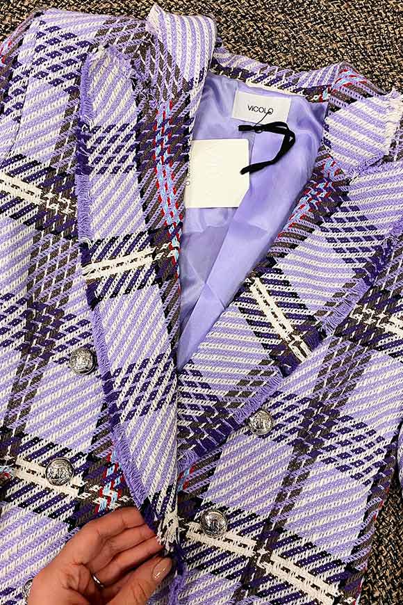 Vicolo - Lilac and white checked structured jacket