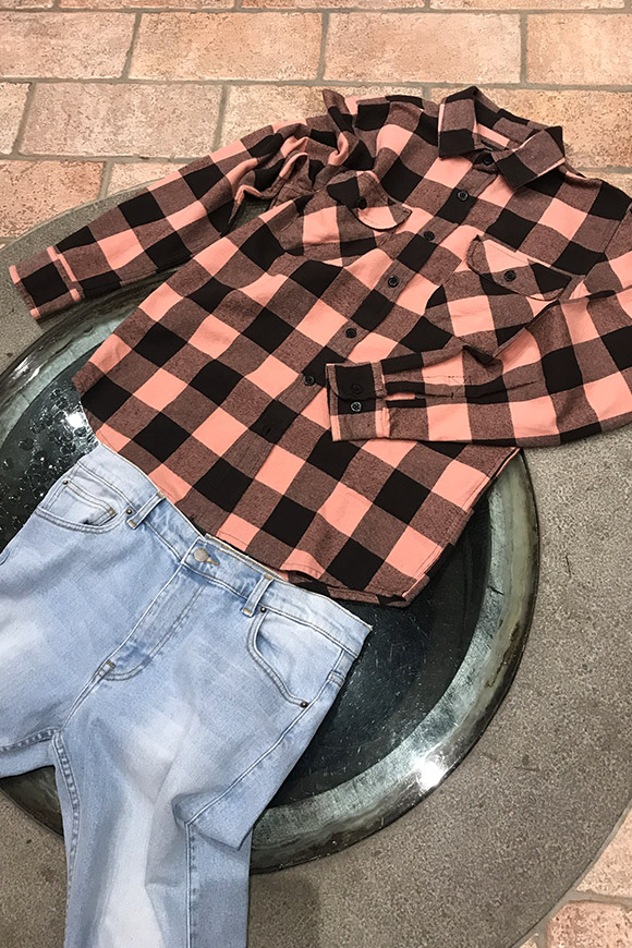 Obey - Pink and black checked flannel shirt