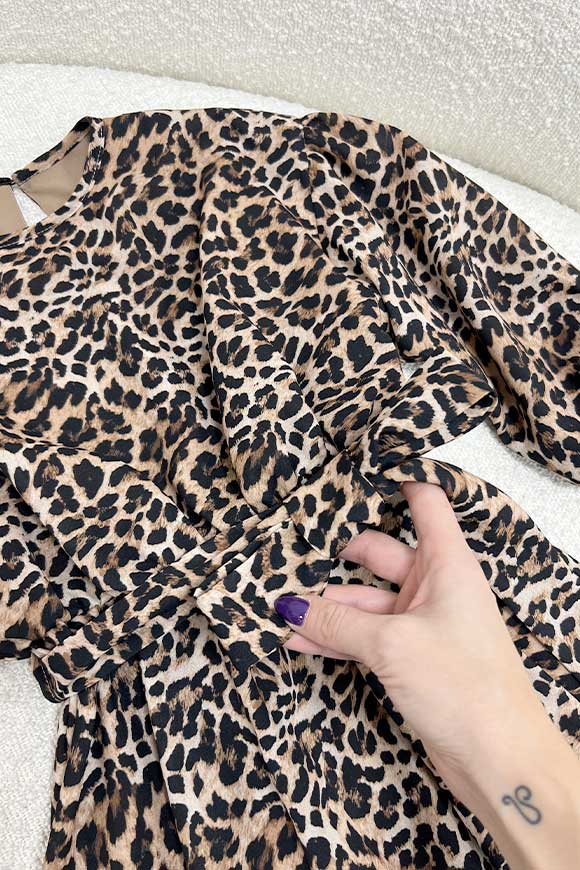 Vicolo Bambina - Vestito leopardato con maniche arricciate