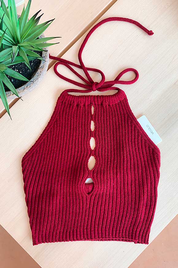 Vicolo - Burgundy knitted top with holes