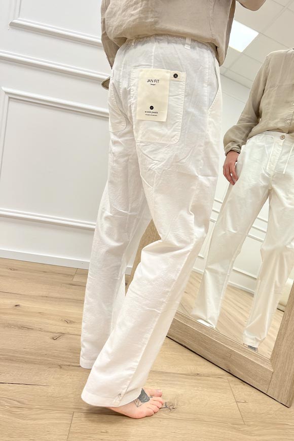 Anerkjendt - Pantaloni bianchi con elastico e lacci regolabili