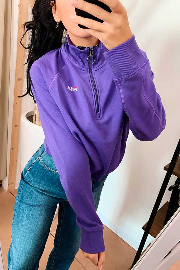 Fila - Felpa viola con zip e colletto