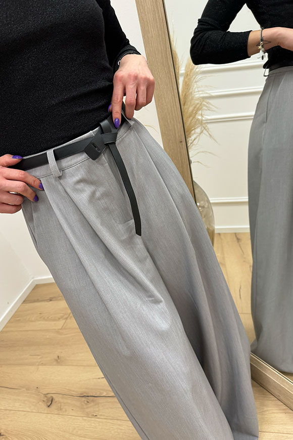 Haveone - Pantalone grigio palazzo cintura