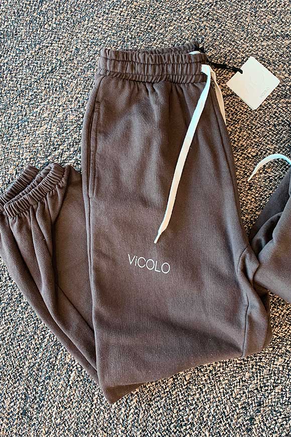 Vicolo - Coffee suit trousers with logo