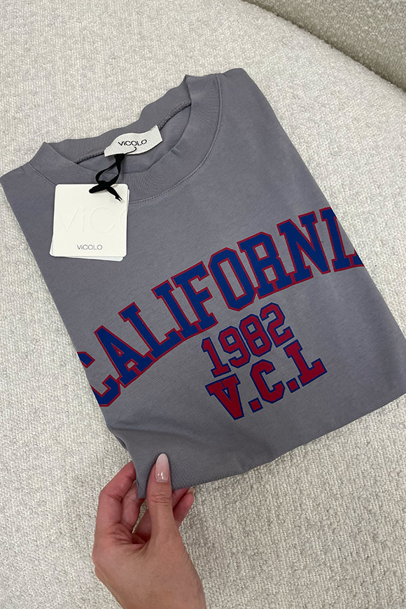 Vicolo - T shirt grigia stampa "California"
