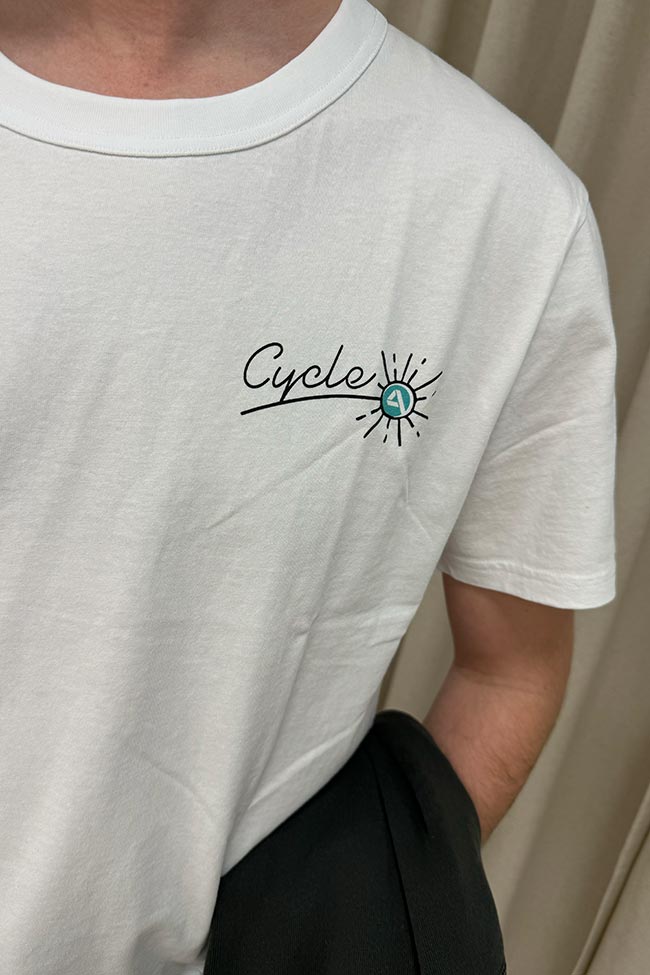 Cycle - T shirt basic bianca stampa "Fireworks"