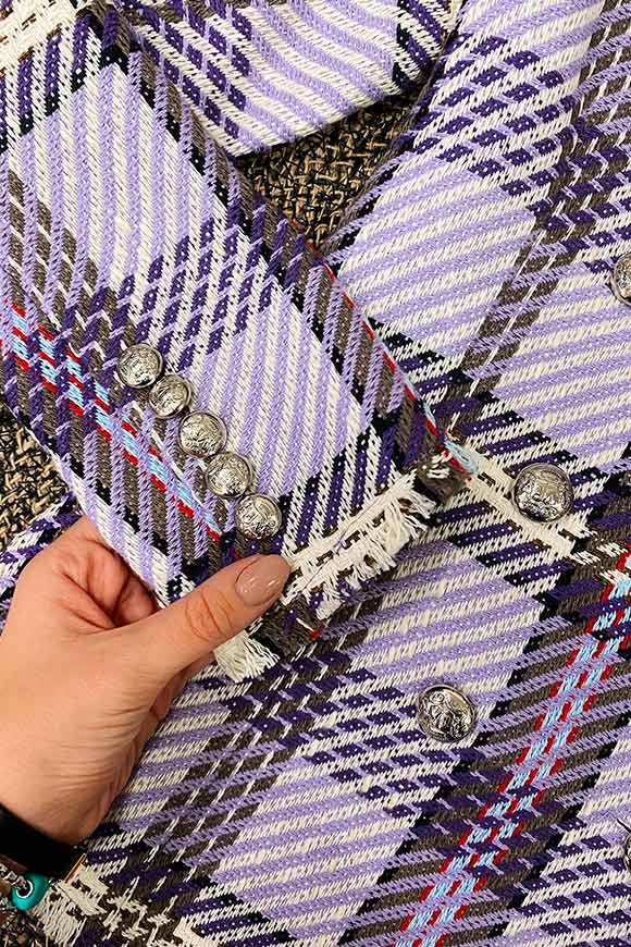 Vicolo - Lilac and white checked structured jacket