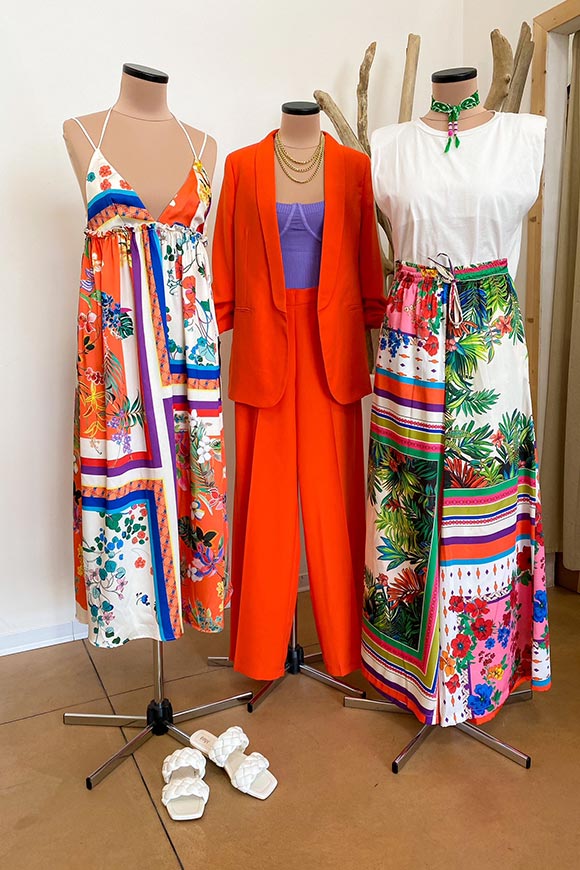 Vicolo - Vestito lungo raso in fantasia foulard multicolor