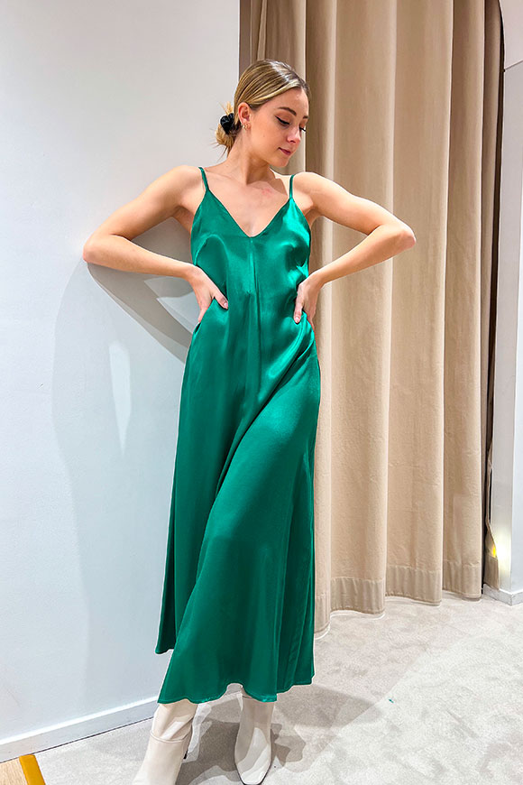 Tensione In - Long green satin slip dress
