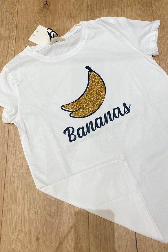 Vicolo - T shirt bianca bananas