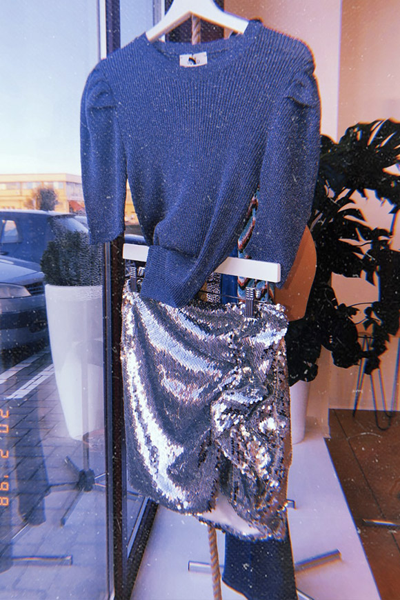 Vicolo - Skirt in silver sequins with rouche