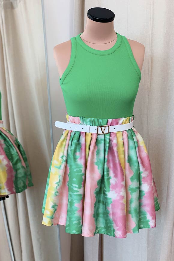 Vicolo - Apple, lime and pink tie-dye circle skirt
