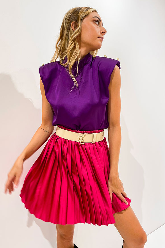 Vicolo - Pink pleated satin skirt