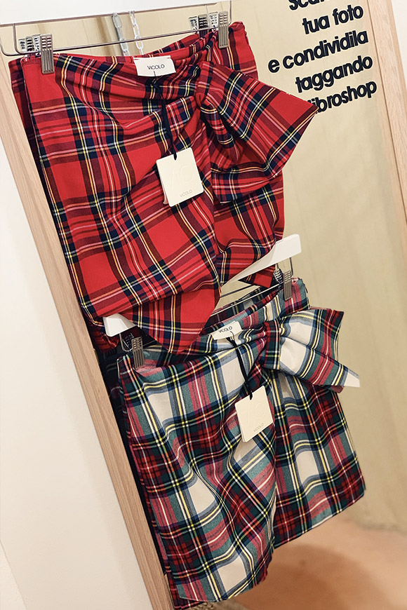 Vicolo - Red plaid miniskirt with bow