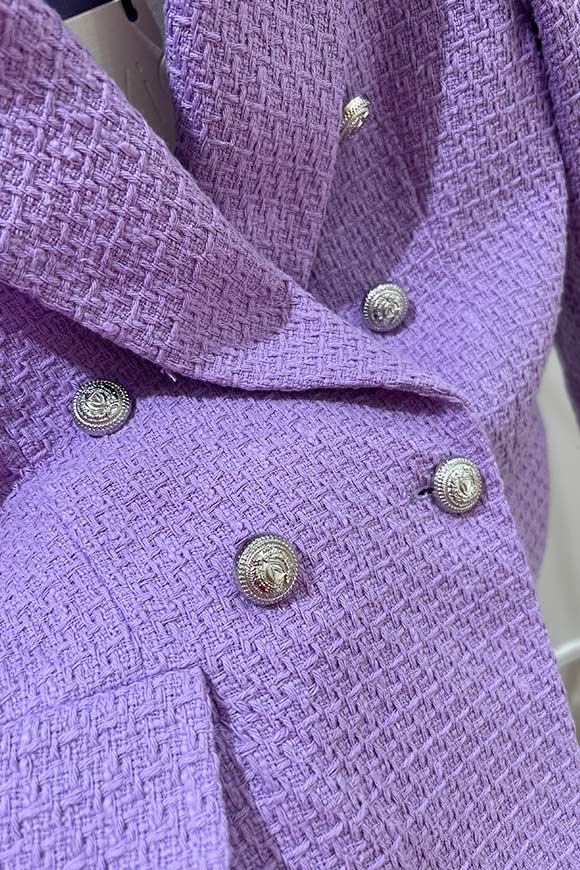Vicolo - Giacca lilla "Balmain" in tweed con bottoni argento