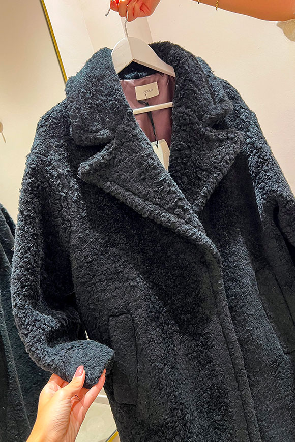 Vicolo - Black oversized teddy coat