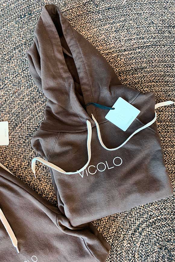 Vicolo - Coffee suit sweatshirt with logo