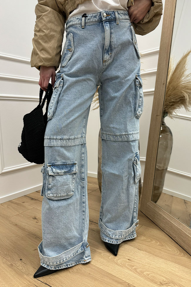Icon Denim - Jeans cargo "Rosalia" multi tasche