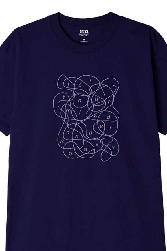 Obey - T shirt navy stampa "let your mind"