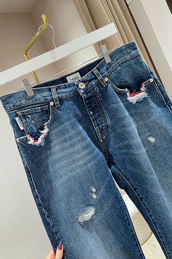 Berna - Jeans lavaggio scuro con rotture sulle tasche