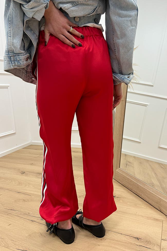Vicolo - Pantaloni joggers rossi con banda