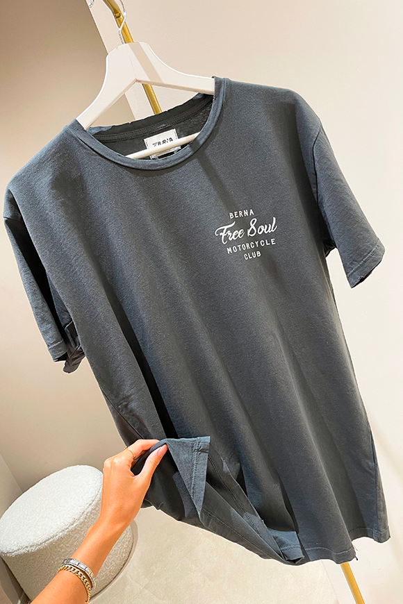 Berna - T shirt grigio antracite stampa "Free Suol"