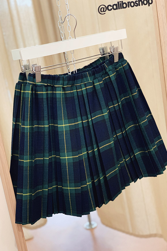 Vicolo - Green and yellow plaid pleated skirt