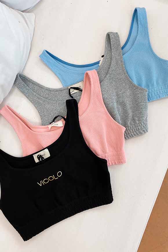 Vicolo - Light blue sports top with gold logo