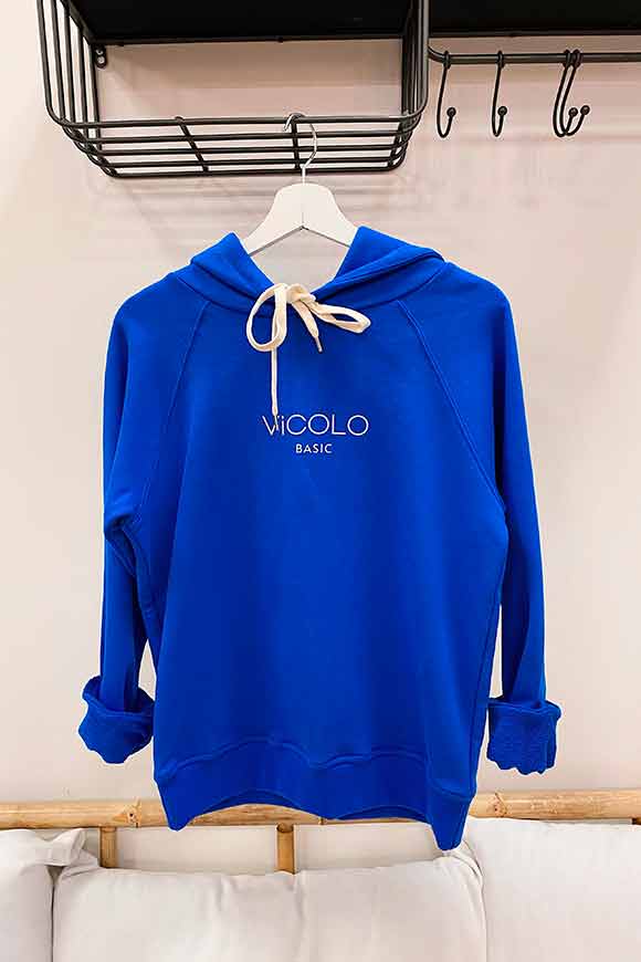 Vicolo - Felpa blu royal con cappuccio "Vicolo basic"