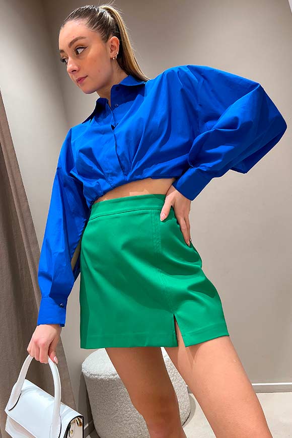 Vicolo - Royal blue crop blouse with wide sleeves